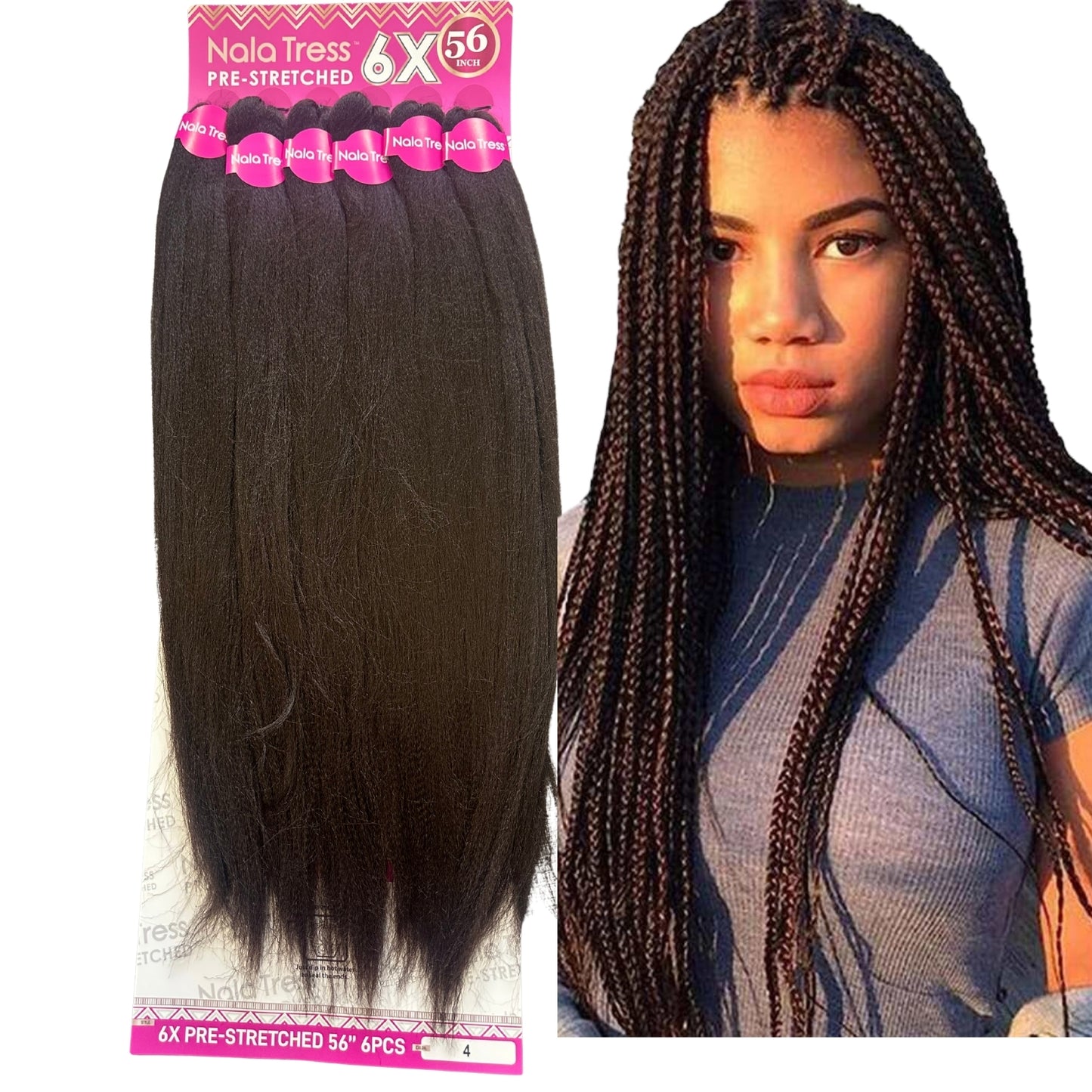 Nala Tress 6X Pre-Stretched Braid 56” – Kanekalon Para Trenzas Profesional