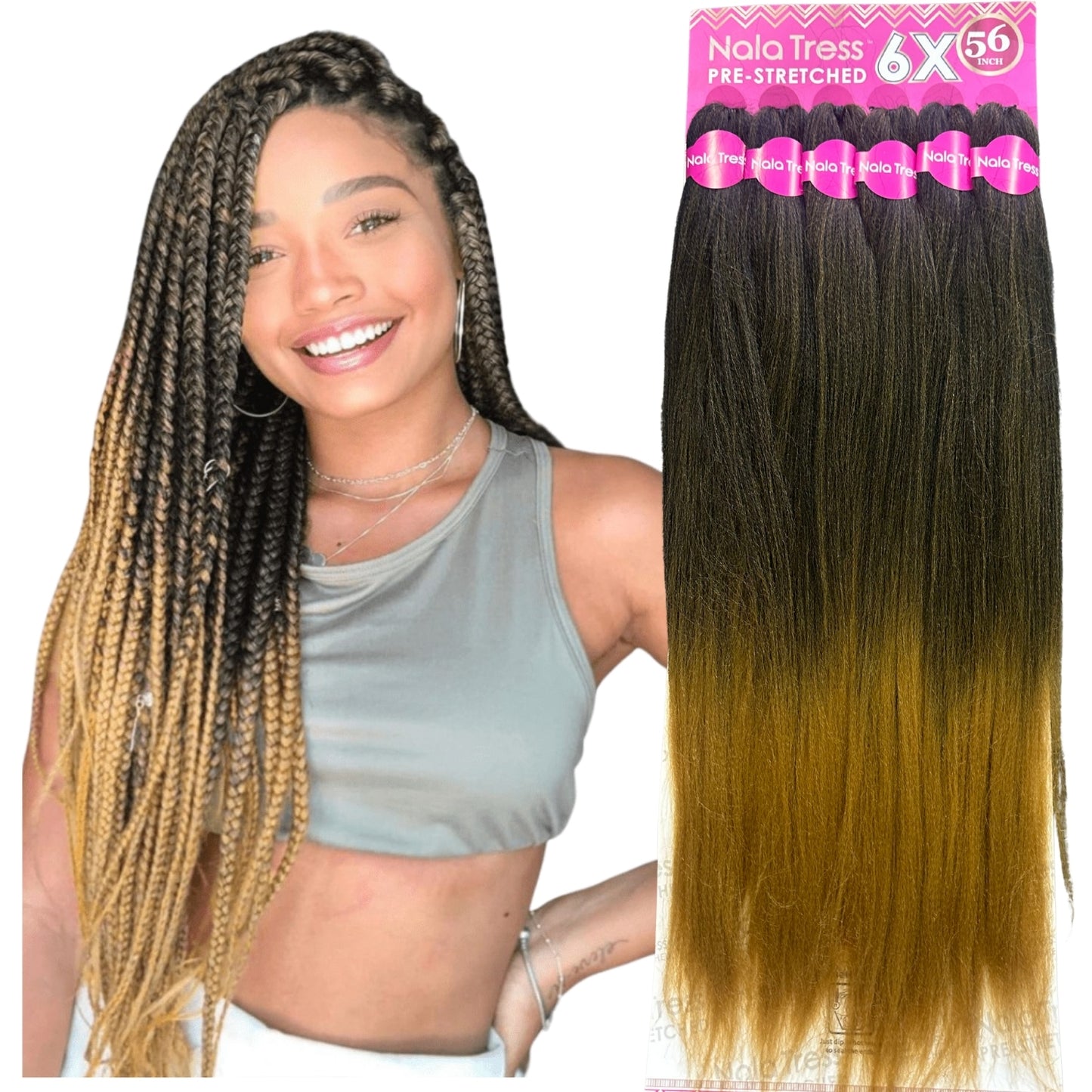 Nala Tress 6X Pre-Stretched Braid 56” – Kanekalon Para Trenzas Profesional