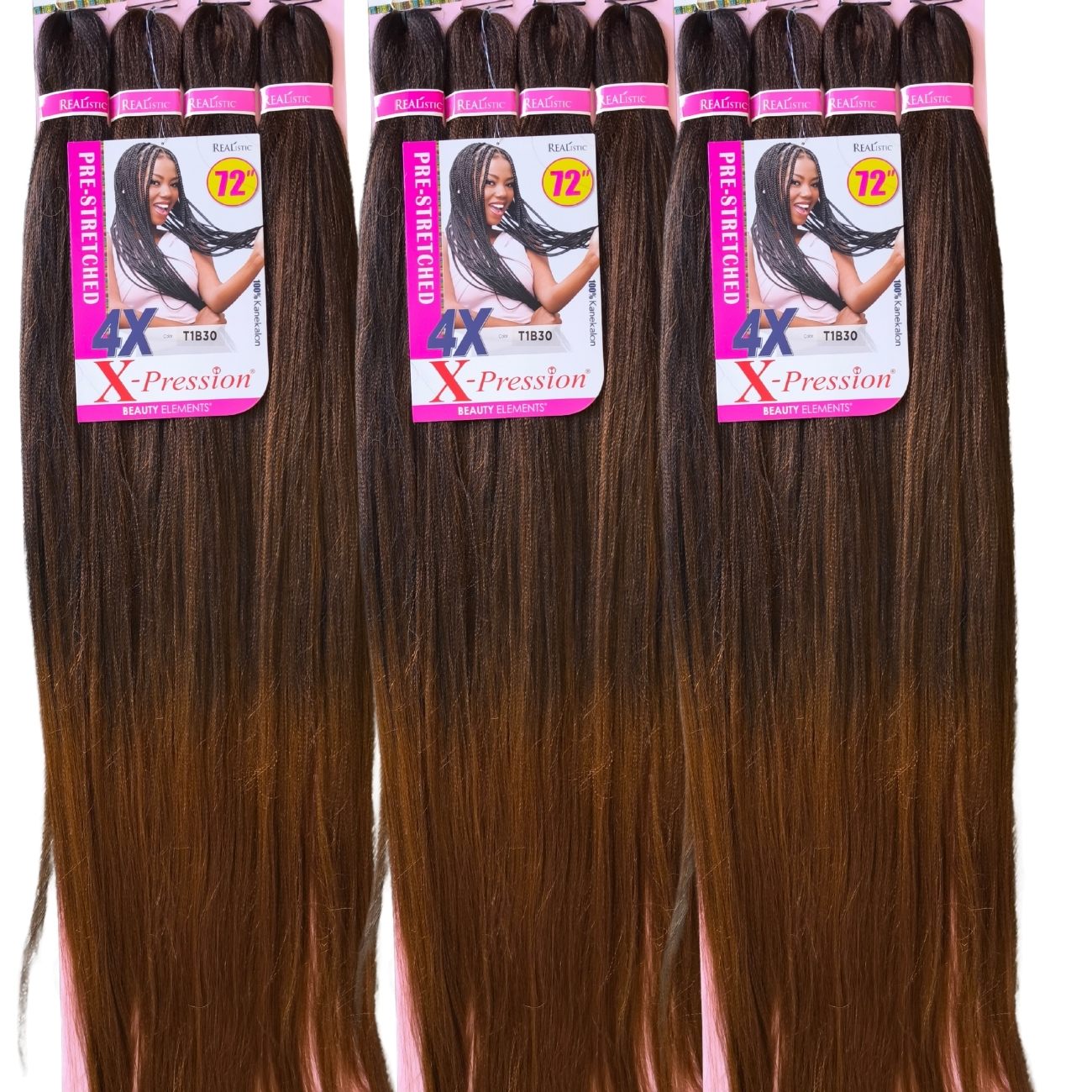 4X X-Pression Kanekalon Planchado 72" – Extra largo
