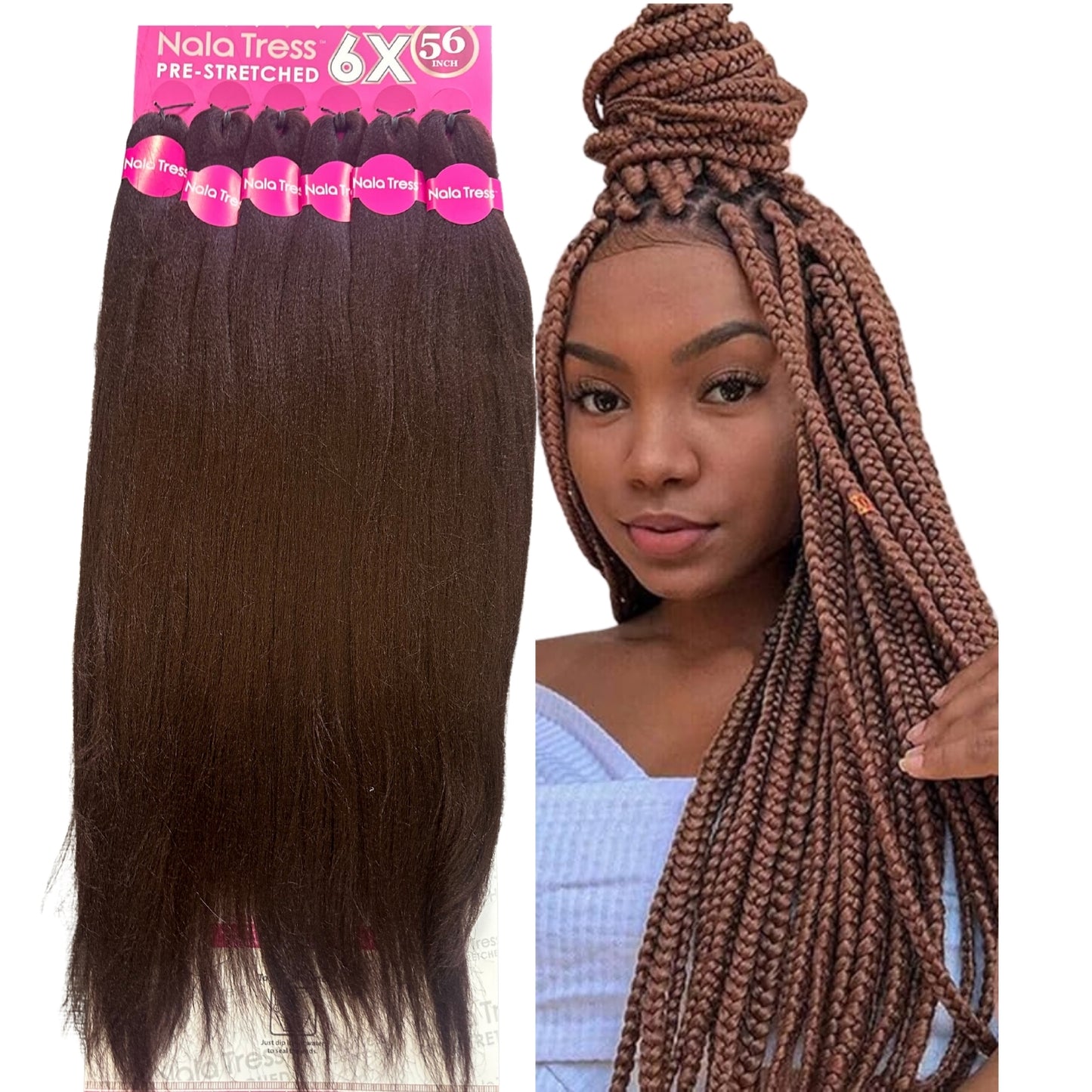 Nala Tress 6X Pre-Stretched Braid 56” – Kanekalon Para Trenzas Profesional
