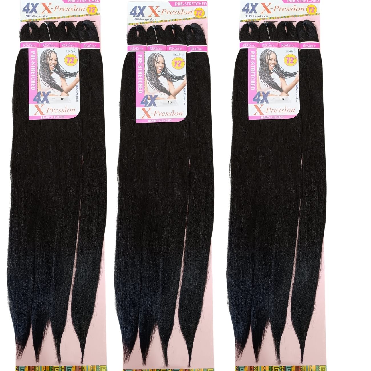 4X X-Pression Kanekalon Planchado 72" – Extra largo