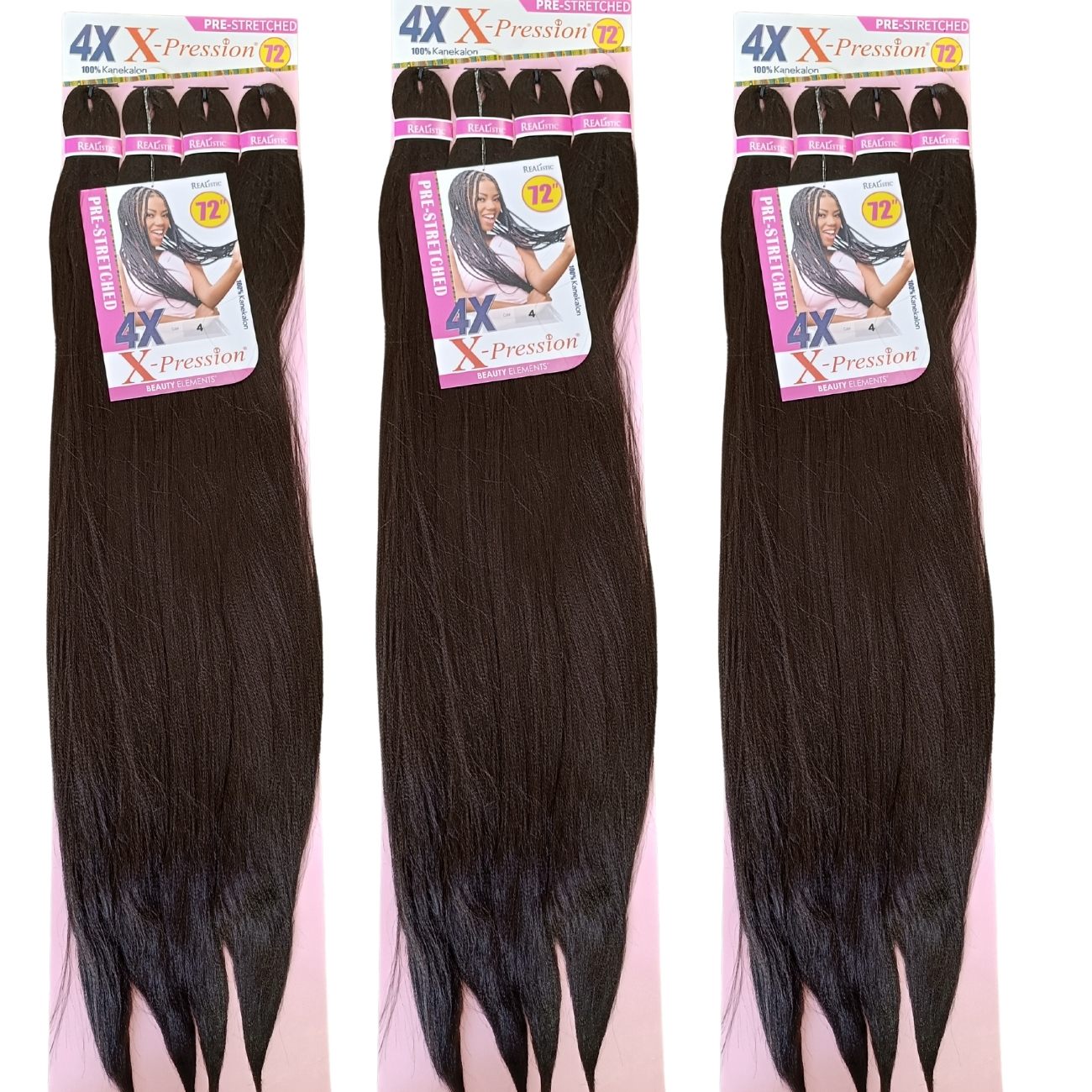 4X X-Pression Kanekalon Planchado 72" – Extra largo