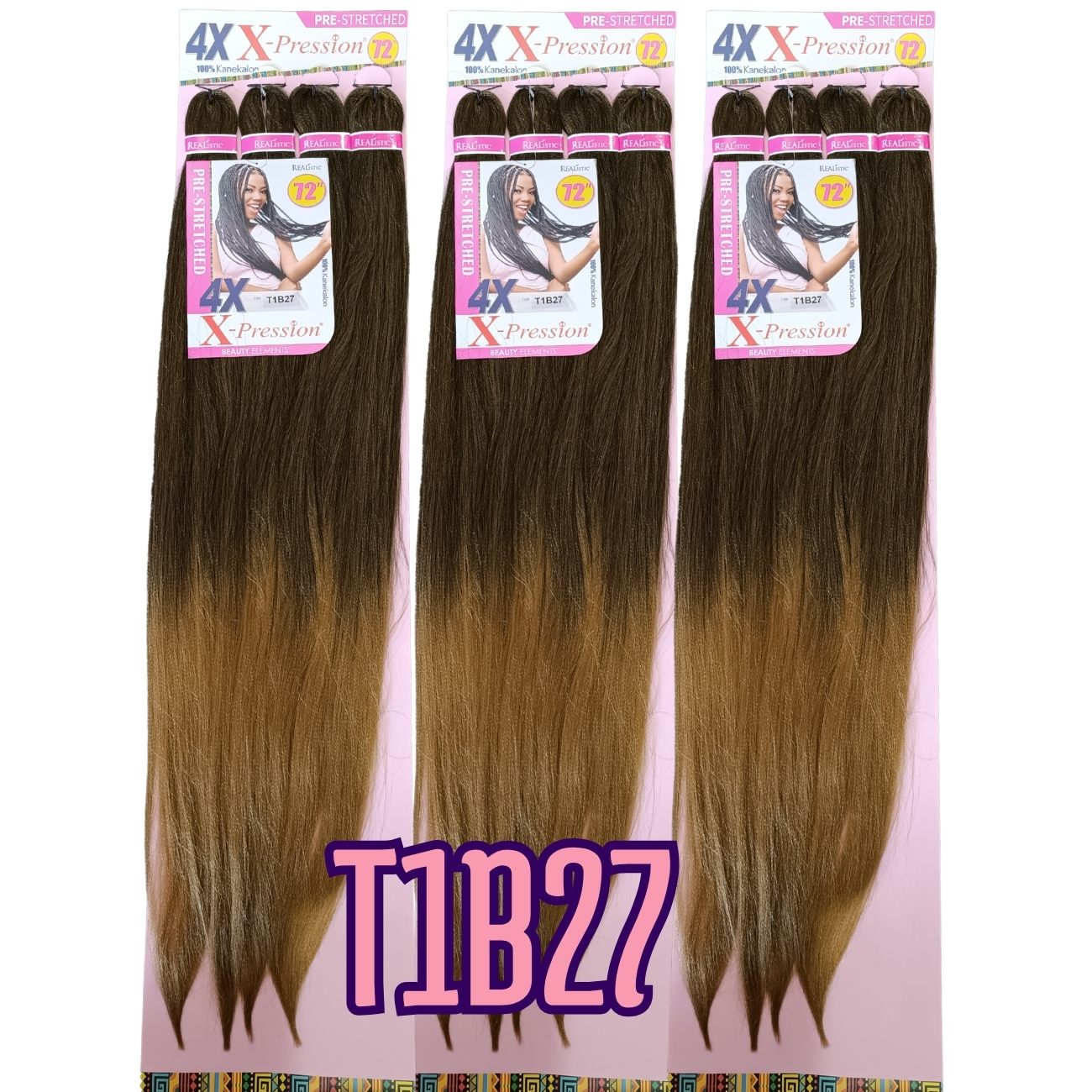4X X-Pression Kanekalon Planchado 72" – Extra largo