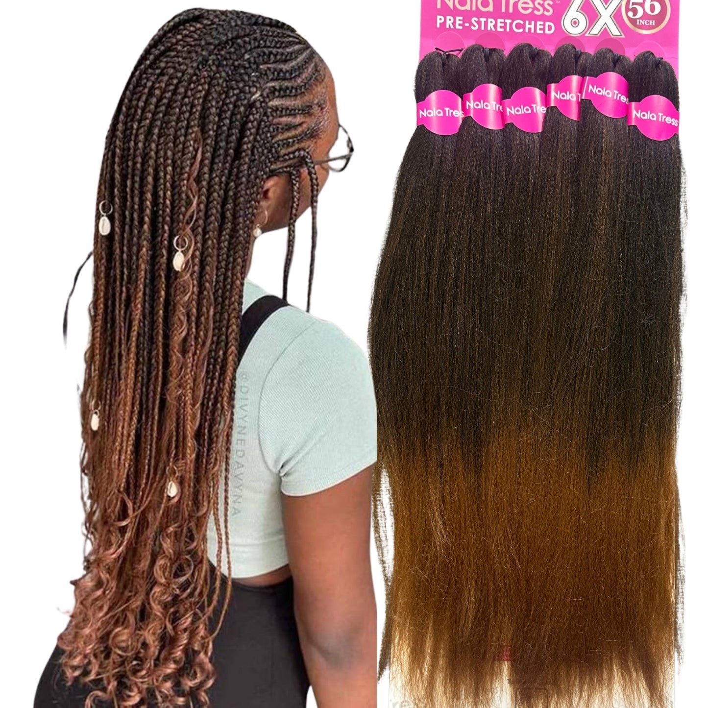 Nala Tress 6X Pre-Stretched Braid 56” – Kanekalon Para Trenzas Profesional