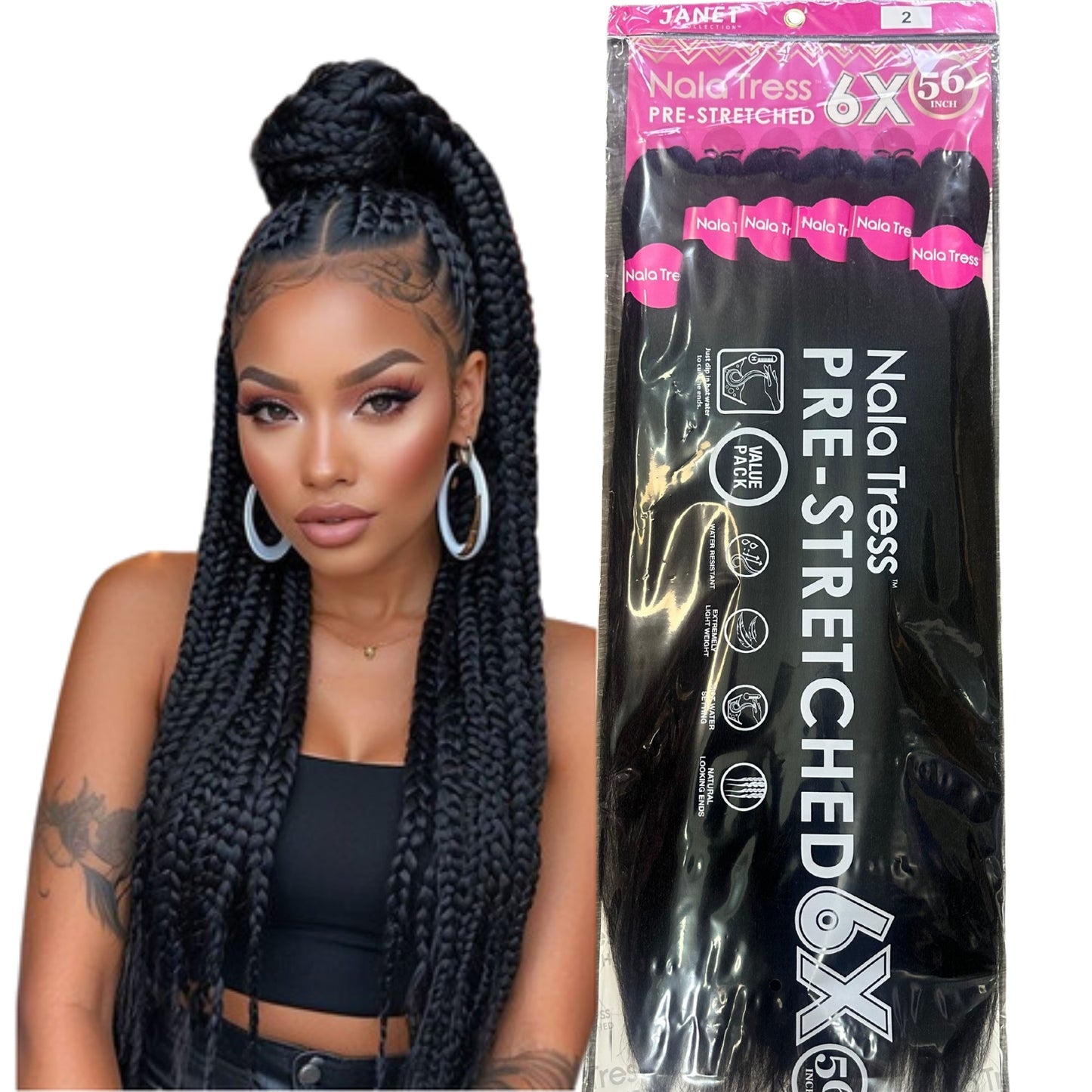 Nala Tress 6X Pre-Stretched Braid 56” – Kanekalon Para Trenzas Profesional